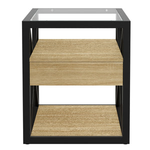 Set of 2 Modern End Tables with Drawer - Nightstands for Bedroom & Living Room