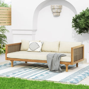 Claremont 3 Seater Daybed Teak Acacia Wood Water Resistant Cushions