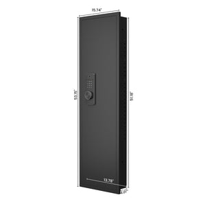 53" Fingerprint Touch Panel In-Wall Safe,Hidden Wall Gun Safe for Rifles with Adjustable Shelves,Assembled Storage Multifunctional Wall Safe for Firearm and Valuables (Black-Fingerprint)