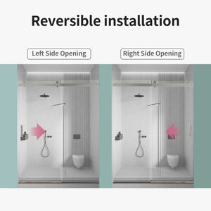 Frameless Sliding Shower Door With Soft- Close, 3 / 8" Tempered Glass