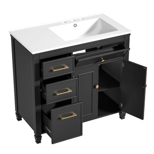 Modern Bathroom Vanity With Ceramic Sink, Freestanding