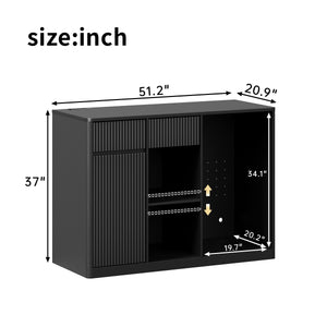 51.2" Modern Fluted Bar Cabinet with Fridge Compartment