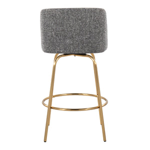 Toriano - Contemporary, Fixed Height Counter Stool With Swivel With Round Footrest (Set of 2)
