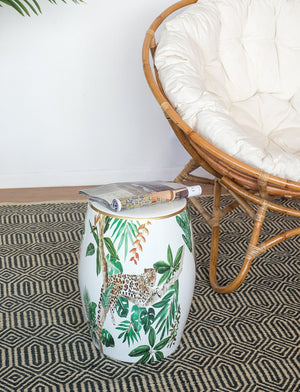 13x13x18 Ceramics Garden Stool Jungle-Themed Accent Side Table