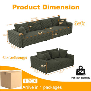 4 Seat Modern Comfy Upholstered Sofa Cloud Couch