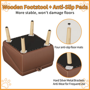(UPGRADED) Dog Stairs for Small Dogs and Cats - Foldable Wooden Pet Ramp