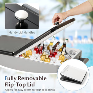 Portable Patio Cooler with Bottom Storage Shelf and Bottle Opener