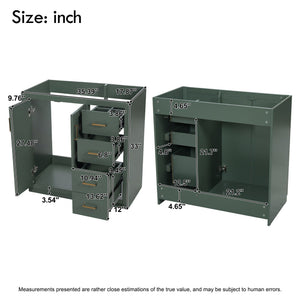 Retro Style Bathroom Vanity, 3 Drawers & Soft Closing Doors