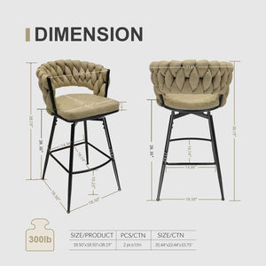 Bar Stool 360 Swivel With Back Footrest