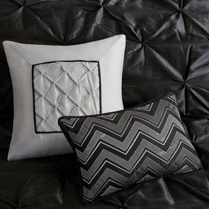 7 Piece Tufted Comforter Set Black California King