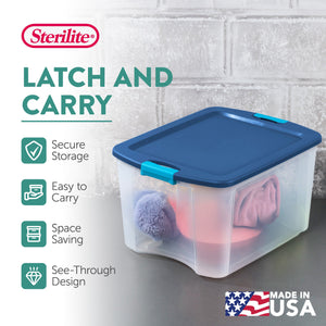 Sterilite 18 Gallon Stackable Latch and Carry Storage Container, Clear (6 Pack)
