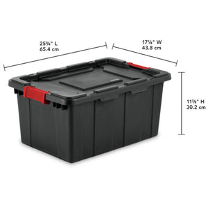 Sterilite 15 Gallon Durable Rugged Industrial Tote with Red Latches, 12 Pack