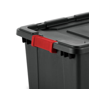 Sterilite 15 Gallon Durable Rugged Industrial Tote with Red Latches, 12 Pack