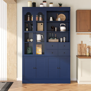 TOPMAX Freestanding Buffet With Hutch - Tall Kitchen Pantry Cabinet