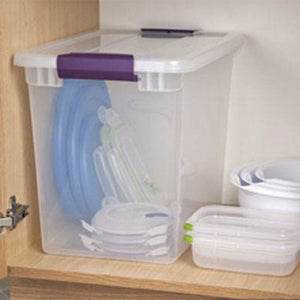 Sterilite 27 Quart Stackable Storage Box, 6 Pack, & Medium File Clip Box, 4 Pack