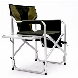 Padded Folding Outdoor Chair With Side Table And Storage Pockets, Lightweight Oversized Directors Chair For Indoor, Outdoor Camping, Picnics And Fishing