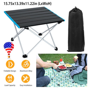 Folding Camping Table Aluminum Alloy Portable Desk Collapsible Outdoor Lightweight Picnic Table w/ Carry Bag For Camping Beach Backpacking Fishing Tra