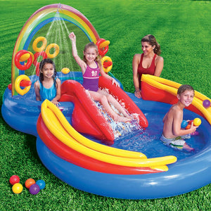 Intex 120V Quick Fill AC Electric Air Pump & Intex Rainbow Ring Kiddie Pool