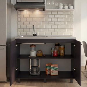 Napoles 2 Utility Sink with Cabinet, Stainless Steel Countertop, Interior Shelf - Wenge