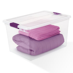 Sterilite 66 Quart ClearView Storage Tote Container with Latching Lid, (18 Pack)