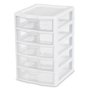 Sterilite Clearview Small Plastic 5 Drawer Desktop Storage System, 4 Pack, White - TRAPSKI