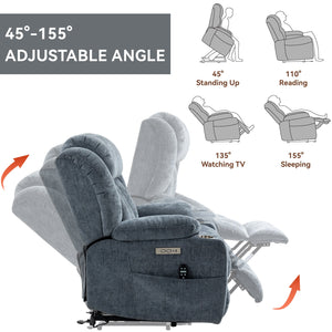 Chenille Power Lift Recliner Chair with Massage & Heating