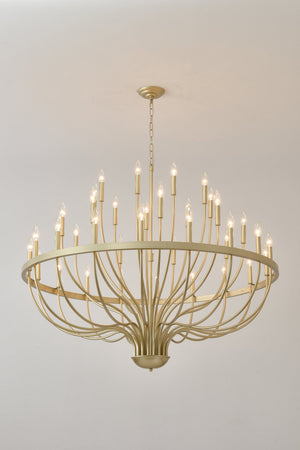 36-Light Gold Industrial Iron Candle Chandelier