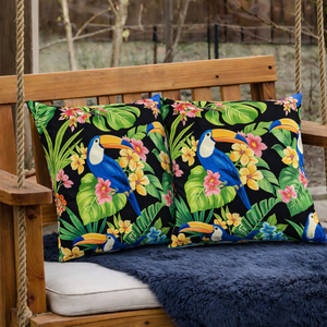 4 Pack Outdoor Pillow Covers 18x18 Inch - Toucan Paradise