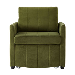 Upholstered Convertible Sleeper Sofa With 5 Position Backrest, Side Pockets, Storage