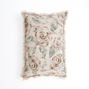 Linen Printed Lumber Throw Pillow 16x24 Brown & Green