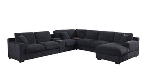 Celine - Fabric Corner Sectional Sofa With Right-Facing Chaise, Cupholders, And Charging Ports