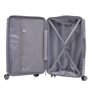 4-Piece PP Spinner Wheel Luggage Set with Cosmetic Case, Light Gray