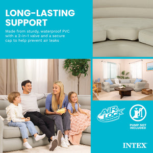Intex Inflatable Corner Living Room Air Mattress Sectional Sofa Couch, Beige