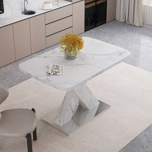 Modern Rectangle Dining Table With Stretchable TopAnd X Shape Legs