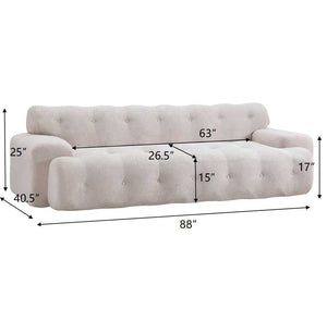 88 in. Cloud 3 Seater Chenille Sofa with Button Tufted Upholstered Couch