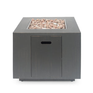 33" Outdoor Iron Square Propane Fire Pit - Brushed Brown