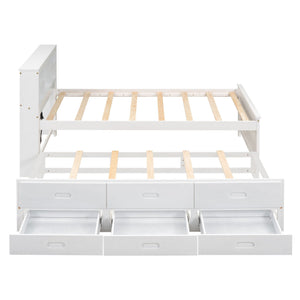 Platform Bed With Storage Headboard, USB, Trundle And 3 Drawers