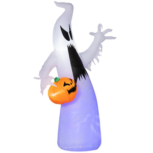 HOMCOM 5.9' Halloween Inflatable Outdoor Decoration Ghost with Pumpkin