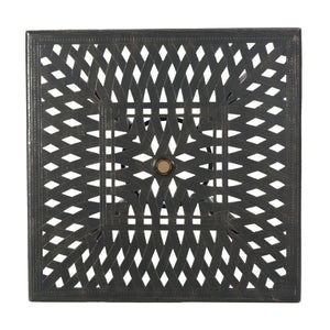 Enchantia Outdoor Square Dining Table with Weave Tabletop and Flared Legs - Copper