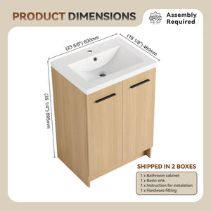 Floating Bathroom Vanity With Sink, Wall Mounted Double Door Storage