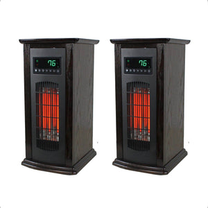 LifeSmart LifePro 1500W Infrared Quartz Indoor Tower Space Heater, Black (2 Pk)