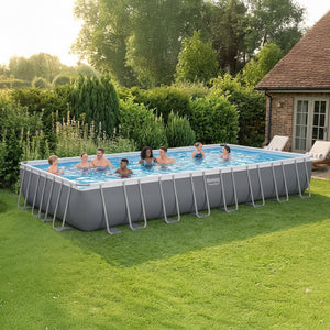 Bestway Power Steel 31'4" x 16' x 52" Rectangular Above Ground Swimming Pool Set Inflatable
