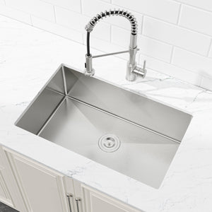 Stainless Steel Kitchen Sink, 30″x19″ Drop In Single Bowl, Undermount Handmade Sink in Brushed Nickel