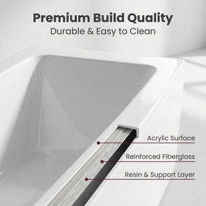 67" Whirlpool Bathtub with Hydrotherapy Jets and Glass Panel