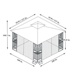 Patio Gazebo Tent With Ventilated Double Roof And Mosquito Net