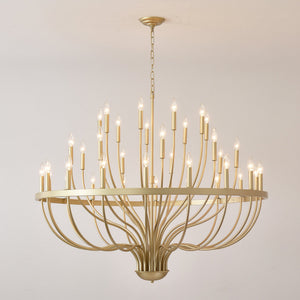 36-Light Gold Industrial Iron Candle Chandelier