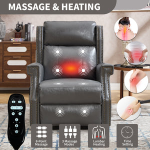 Manual Recliner Chair  With Heavy Duty Motion Mechanism, 8 Vibrating Nodes And 3 Massage Modes For Living Room