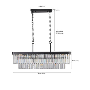 Rectangular Crystal Chandelier Adjustable