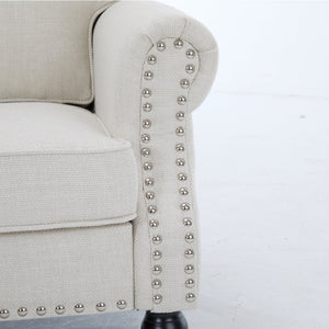 83 Inch Faux Leather Rolled Arm Sofa with Nailhead Trim