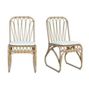 Outdoor Wicker Dining Chairs With Washable Cushions (Set of 2)